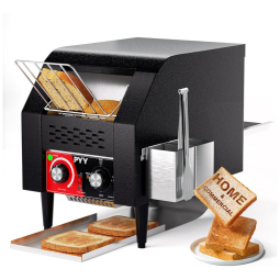 Torradeira Elétrica até 150 Torradas por Hora 1300W Aço Inoxidável, 110v, PYY, Preto