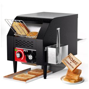 Torradeira Elétrica até 150 Torradas por Hora 1300W Aço Inoxidável, 110v, PYY, Preto