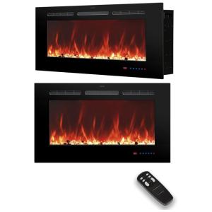 Lareira Elétrica Oxharkflame de Embutir A45x152L Digital, Luz LED, Chamas Multicolorida e Temporizador, 110V, 1500W, Preta
