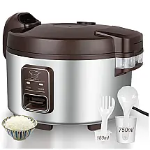 Panela de Arroz Elétrica 13L com operação One Touch, 110V 1350W, CAZACHEF, Prata