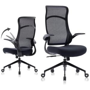 Cadeira de Escritório Ergonômica com Apoio Lombar e Braços Ajustáveis, Nouhaus Wave, Preta