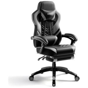 Cadeira Gamer Ergonômica e Reclinável com Apoio Lombar e Cabeça, POWERSTONE, Preto