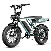 Bicicleta elétrica Jasion RetroVolt Pro verde, pneus 20x4, motor 750W pico 3000W, bateria 52V 20Ah (1040Wh), freios hidráulicos