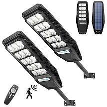 Luminária Solar Externa 15000 Lúmens com Sensor de Movimento e Controle Remoto, 2 Unidades, AULANTO AL 003, Preto