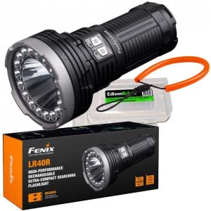 EdisonBright LR40R Lanterna 12000LM, 4 Modos de Luz, com USB, à Prova DÁgua IPX65, Preta