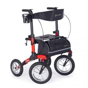 Andador para Idosos e Adultos com 4 Rodas e Assento, até 136 Quilos, COMODITÀ, Vermelho