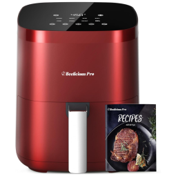 Fritadeira Elétrica Air Fryer 8 em 1, 3,7L com Tecnologia Flavor-Lock e Tela de Vidro Temperado, 110V 1550W, Beelicious Pro, Vermelho Retrô