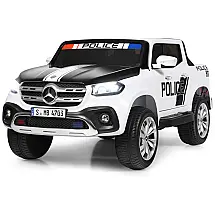 Carrinho, Carro Elétrico de Polícia, 2 lugares, 12V, com controle remoto, USB MP3, 4 km por hora, 2 a 6 anos, COSTZON, Preto