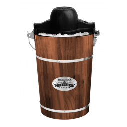 Máquina de Sorvete Elétrica Vintage Elite Gourmet EIM949 Old Fashioned de 5,67 Litros com Balde de Madeira de Nogueira, Funciona com Gelo