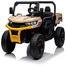 Caminhão Basculante Elétrico Infantil 2 Assentos com Pneu EVA Polimerizado de Borracha e Bluetooth, 24V, AOKOY, Bege