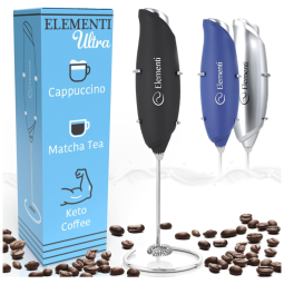 Elementi Mixer Espumador de Leite á Bateria, Aço Inoxidável, Preto