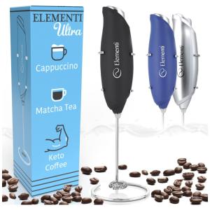 Elementi Mixer Espumador de Leite á Bateria, Aço Inoxidável, Preto