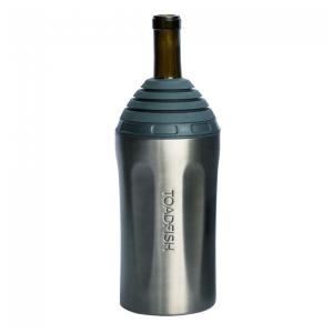 Porta Garrafa Térmico para Vinho em Aço Inoxidável com Isolamento a Vácuo, TOADFISH TFWINECHILLER P, Cinza