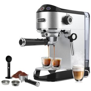 Máquina de Café Expresso 15 Bar COSIKIE com Vaporizador, Aço Inoxidável 110V