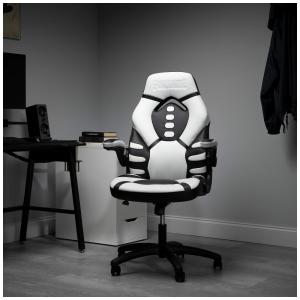 Cadeira Gamer SKULL V, Reclinável, Ergonômica, Couro, 360 Graus, RESPAWN TROOPER 01, Branco