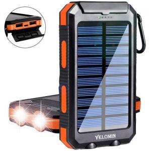 Carregador Solar Powerbank 20000mAh Prova Chuva Lanterna LED Camping Praia Nautica Bike