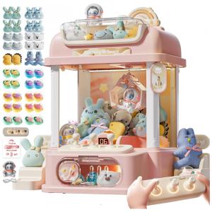 Máquina de Garra Mini Arcade LFACHTER Rosa com Controle Remoto, Luzes e Som