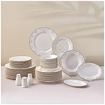 Aparelho de Jantar Karaca Siena 53 Peças Bone China Branco Serviço para 12