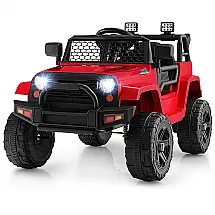 Carro Elétrico Infantil a Bateria 12V com Luzes LED, Buzina. MP3 e Suspensão de Mola, HONEY JOY, Vermelho