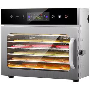 Desidratador de Alimentos Waylit, 9 Bandejas de Aço Inoxidável, Controle de Temperatura 90°C, Temporizador 24H, 400W