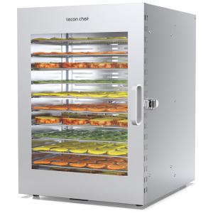 Desidratador de Alimentos com 12 Bandejas em Aço Inoxidável, Temporizador 24H, Controle de Temperatura e Janela para Vizualização, 1000W