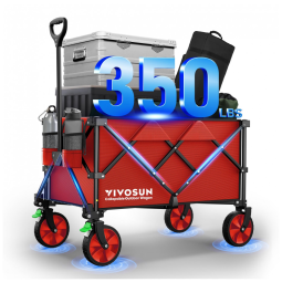 Carrinho Dobrável para Camping e Jardim com Alça Ajustável, Capacidade 80kg, VIVOSUN, Vermelho