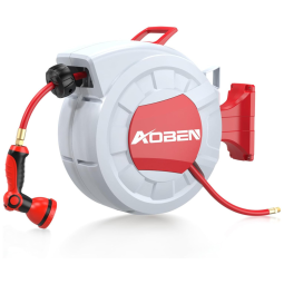 Mangueira de Jadim 30M com Enrolador Retrátil, Rebobinamento Lento Automático, Trava de Qualquer Comprimento e 2 Tipos de Bicos, AOBEN