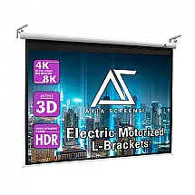 Tela de projeção motorizada 211x158cm Akia Screens branca MaxWhite 2 4:3 elétrica controle remoto teto/parede 110V