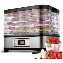 Desidratador de Alimentos, 5 Bandejas, Visor Digital, e Transparente, 110v, WESOKY, Prateado