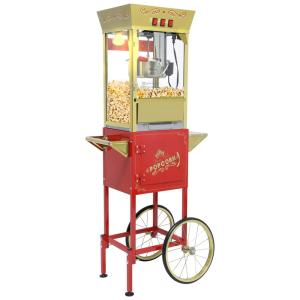 Pipoqueira 350ml com Carrinho, Estilo Retrô, Alta Capacidade, Base, Rodas, Caldeira Inox, Deck - Ideal para sua festa!FammyLoft