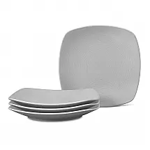 Conjunto de Pratos para Salada e Sobremesa com 4 Peças, Formato Quadrado, Material de Porcelana e Designer Moderno, Noritake 4390-588D