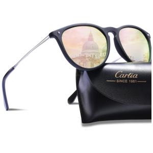 Vintage Polarizada Óculos De Sol para Mulheres. Designer De Estilo Clássico 100 Proteção UV400, ção preta, Lente pink espelhada