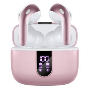 Fones de Ouvido Bluetooth com Estojo de Carregamento e Intra Auriculares IPX5 à Prova Dágua, TAGRY, Rosa