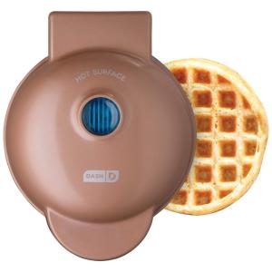 Máquina de Waffle Mini, 1 Fatia, Aço Inoxidável, , 110v, DASH DMW001CU, Marrom Claro