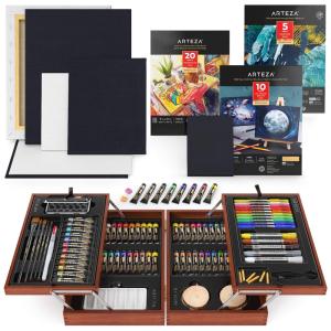 Arteza ARTZ 3861 Kit de Pintura Conjunto Artístico com 94 Peças, Inclui 72 Tintas