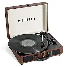 Vitrola Toca Discos Retrô Vitrola, 3 Velocidades com Bluetooth, 110v, VICTROLA VSC 400SB DBR SDF, Marrom