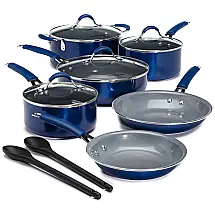 Conjunto de Panelas Antiaderente Revestida de Cerâmica, 12 Peças, COOKING LIGHT , Azul