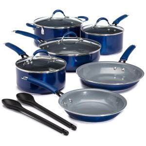 Conjunto de Panelas Antiaderente Revestida de Cerâmica, 12 Peças, COOKING LIGHT , Azul