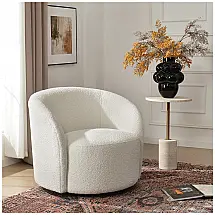 Poltrona Giratória KINWELL KW107 Boucle Creme 86 cm Base 360 Graus