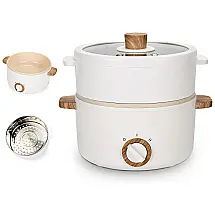 Panela Elétrica Multifuncional 1,5 Litros com Vaporizador e Proteção Contra Superaquecimento, 110V 600W, ENCOFT, Branca