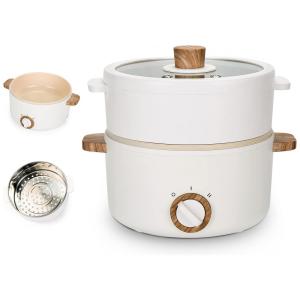 Panela Elétrica Multifuncional 1,5 Litros com Vaporizador e Proteção Contra Superaquecimento, 110V 600W, ENCOFT, Branca