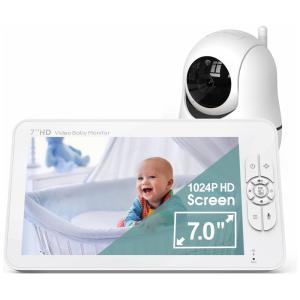 Babá Eletrônica com Câmera e Áudio sem Wi Fi, Tela HD e Visão Noturna Automática, 110V, MOSTCLOUD, Branca