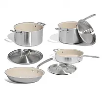 Jogo de Panelas Made In CeramiClad 7 Peças Cerâmica Antiaderente Livre de PFAS Aço Inox 5-Camadas