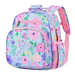 Mochila infantil floral azul clara mibasies 7L para meninas 2 a 4 anos 30 cm