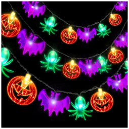 Kit de Luzes para Decoração de Halloween 30 LED 6 Metros, 3 Unidades