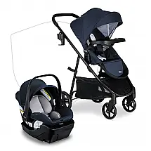 Cadeirinha e Carrinho Britax Willow Brook Azul Glacial Sistema de Viagem 4 Modos de Uso
