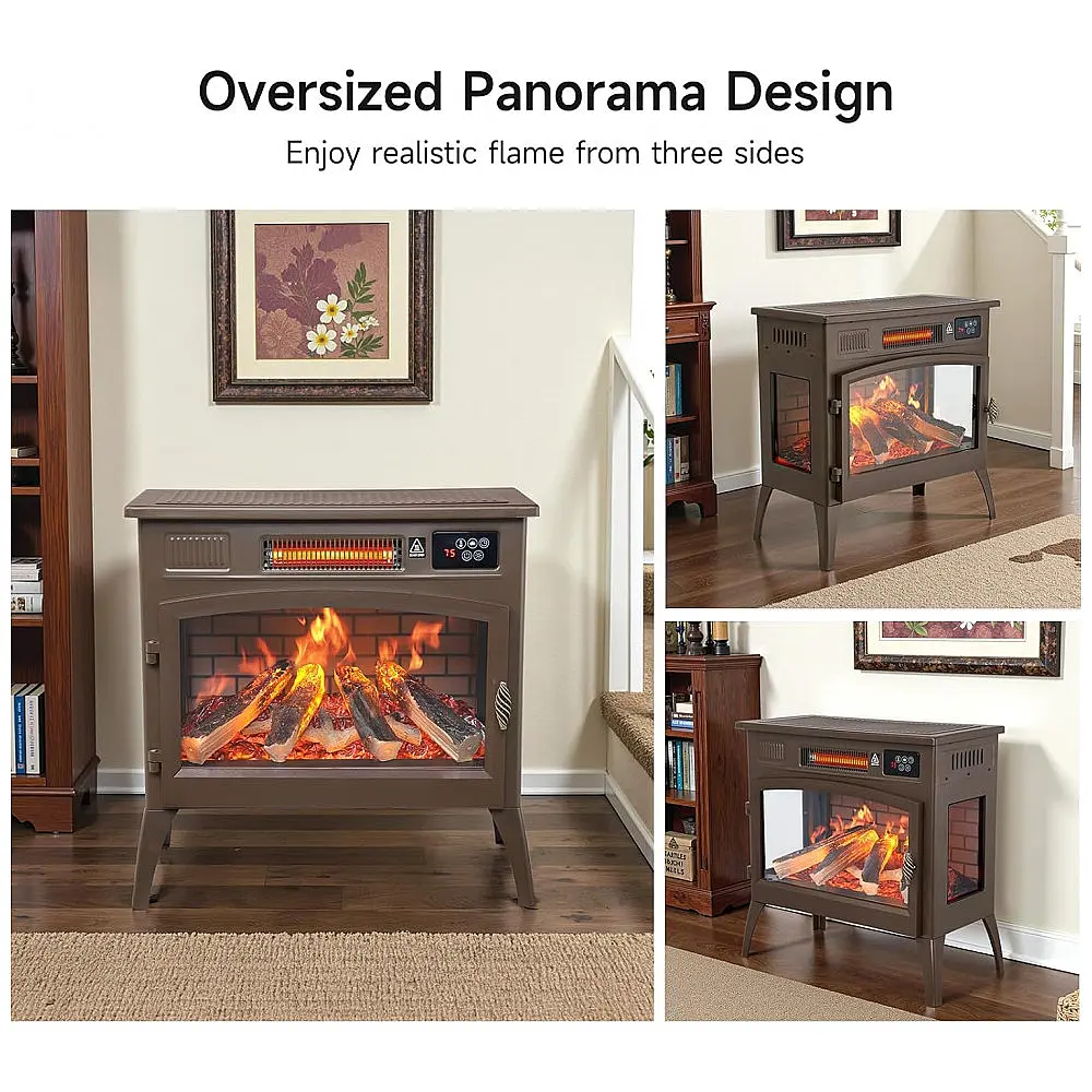 Lareira Elétrica Dovov 60x30cm 1500W Chamas 3D 6 Cores Portátil 110V — foto 2