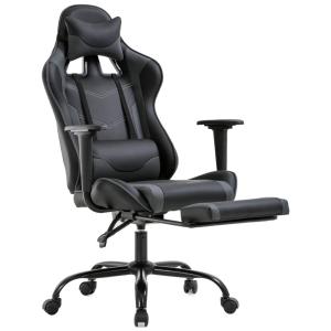 BestOffice Cadeira de Escritório Gamer Reclinável e Ergonômica com Apoio para Lombar, Preta