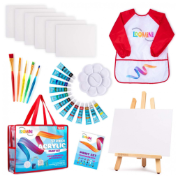 Kit de Pintura Conjunto Artístico com 27 Peças, Inclui 12 Tintas, LOOMINI, Marrom