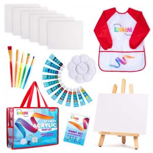 Kit de Pintura Conjunto Artístico com 27 Peças, Inclui 12 Tintas, LOOMINI, Marrom